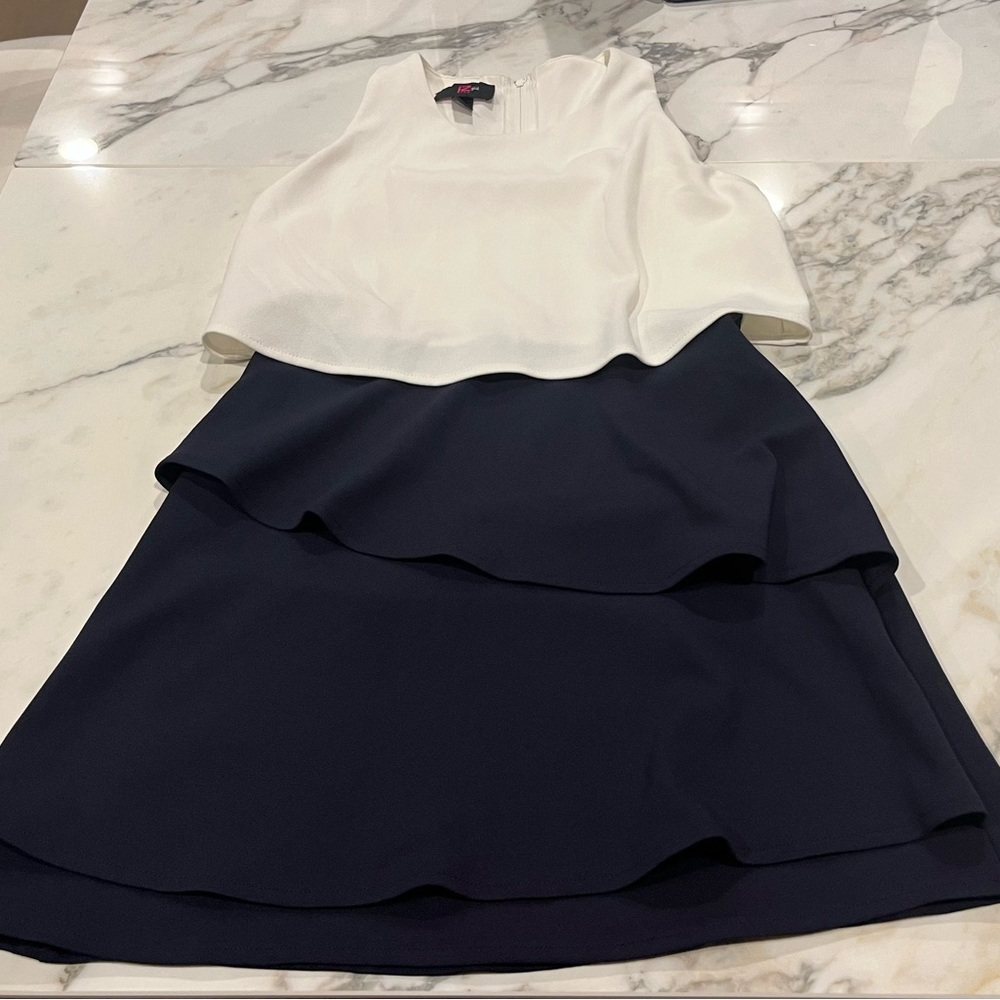 Girls Dress White Navy size 10